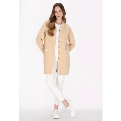Abbildung von Dreimaster Strickjacke, Damen, Größe: XL/XXL, Beige weiss streifen