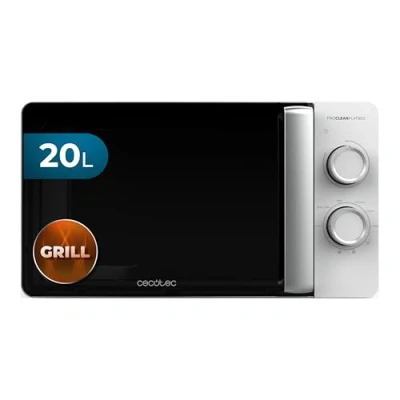 Abbildung von Cecotec Mikrowelle mit Grill Proclean 3110 Flatbed Mikrowelle, Kapazität 20 l, 700 W, 6 verstellbare Stufen, 800 W Grill, flacher Hohlraum für große Speisen, anspruchsvolles Design, 3DWave Technologie