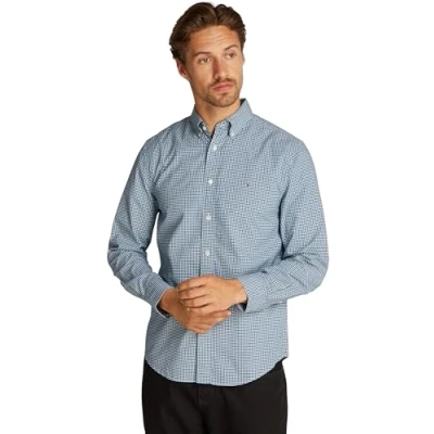 Abbildung von Tommy Hilfiger FLEX Gingham Shirt Hemd, Herren, Größe: Small, Nouveau green