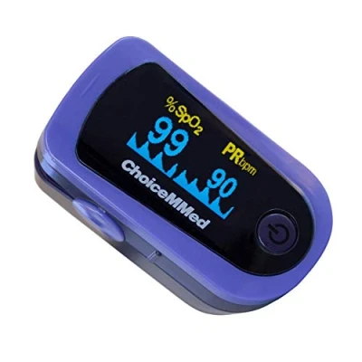 Abbildung von Mobiclinic, MD300C23, Fingerpulsoximeter, Blutdruckmessgerät, Sauerstoffmessgerät, SpO2, Plethysmographische Welle, OLED Display