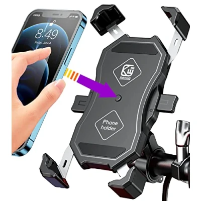 Abbildung von Handyhalterung Motorrad, Handyhalter Fahrrad, BRCOVAN EIN Knopf Automatikverriegelung 360 Drehung Outdoor Lenker Handy Halterung für 4 6,9 Zoll Smartphone mit Montagesockel Aus Aluminiumlegierung