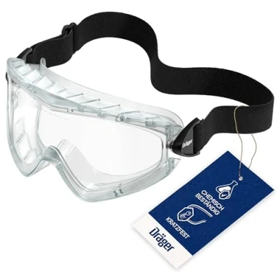 Abbildung von Dräger Schutzbrille X pect 4400 Beschlagfreie Vollsichtbrille auch Für Brillenträger Baustelle, Labor, Werkstatt Kratzfeste &amp; bruchfeste Acetatscheibe mit chemischer Beständigkeit