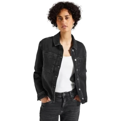 Abbildung von Street One MIT Brusttaschen Jeansjacke, Damen, Größe: 40, Schwarz