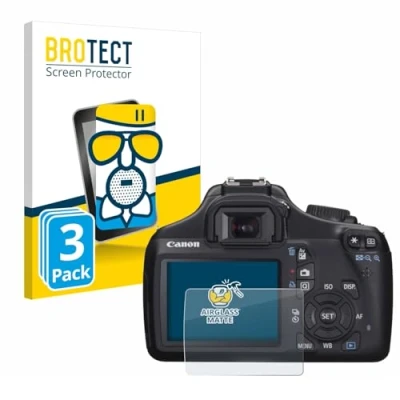 Abbildung von BROTECT Entspiegelungs Schutzglas für Canon EOS 1100D (3 Stück) Schutz Folie Panzerfolie Glas Matt [Extrem Kratzfest 9H, Anti Reflex]