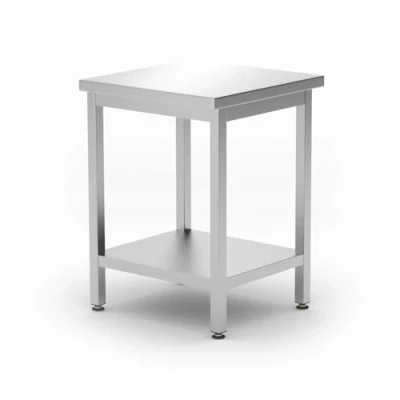 Abbildung von HENDI Zentraler Arbeitstisch, Arbeidsplatte, mit Regalboden, geschraubt, Verstellbare Füße, für Restaurant, Bar, Küche, 600x600x(H)850mm, Edelstahl