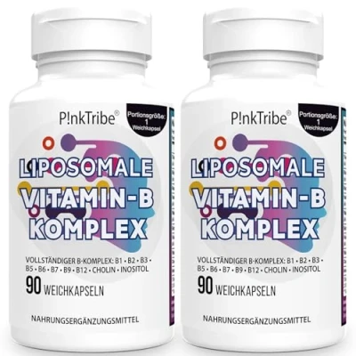 Abbildung von Liposomale Vitamin B Komplex Hochdosiertes Kapseln Mit 9 Vitaminen, Methylisierte Aktivformen, 10 fache Absorption, Ohne Zusätze, 3 Monate Vorrat, 90 Weichkapseln (2er Pack)