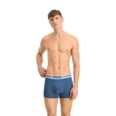 Abbildung von PUMA Herren Placed Logo Boxers Boxer, Denim, XL (2er Pack)