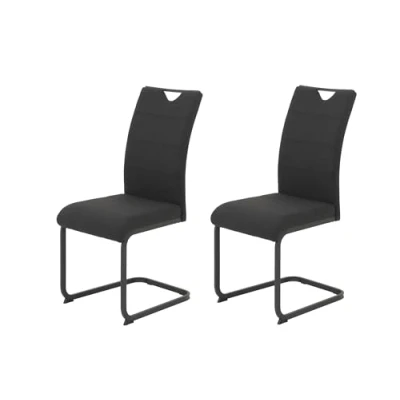 Abbildung von Hela Tische, 2er Set Esszimmerstuhl Mars, Bezug Webstoff, Vierkant Metallgestell Schwarz, ergonomischer Rücken, 120kg belastbar