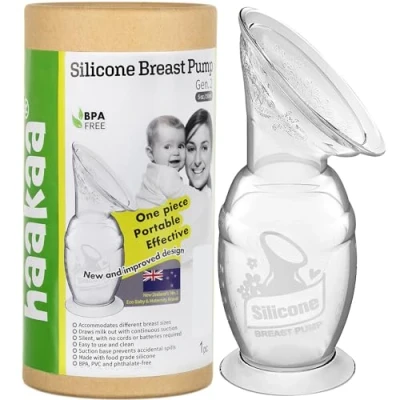 Abbildung von haakaa Handmilchpumpe mit Saugfuß, 150 ml für stillende Mütter zum Sammeln von Muttermilch