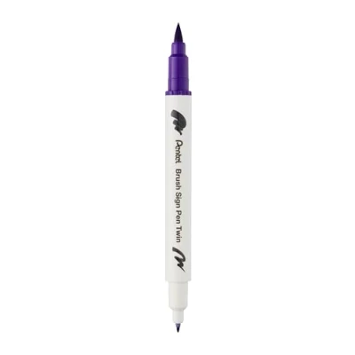 Abbildung von Pentel Brush Sign Pen Twin SESW30C Faserschreiber, 2 pinselähnliche Spitzen, violett (1 Stück)