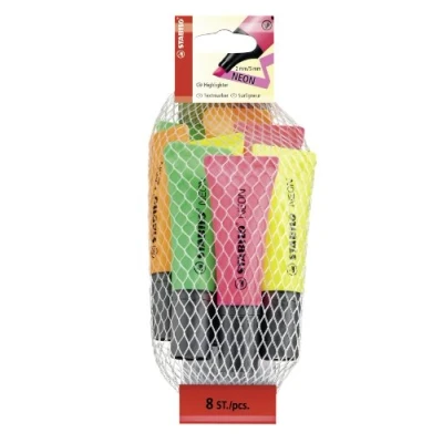 Abbildung von STABILO Textmarker NEON 8er Pack 2 x gelb, grün, orange, pink