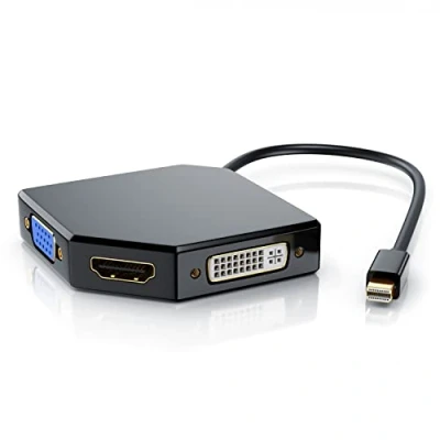 Abbildung von CSL Computer 3in1 Mini DisplayPort zu HDMI VGA oder DVI Adapter Konverter Videoadapter PC MAC vergoldete Kontakte HDTV 1080p Full HD Hochglanz