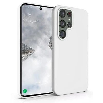 Abbildung von MyGadget Hülle für Samsung Galaxy S22 Ultra Gummierte Handyhülle [ 3 Layer Struktur ] Schutzhülle mit Soft Inlay &amp; Hardcase Cover außen Weiß