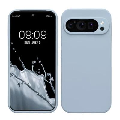 Abbildung von kwmobile Handyhülle kompatibel mit Google Pixel 9 Pro Hülle Handy Case aus weichem Silikon in Hellblau matt