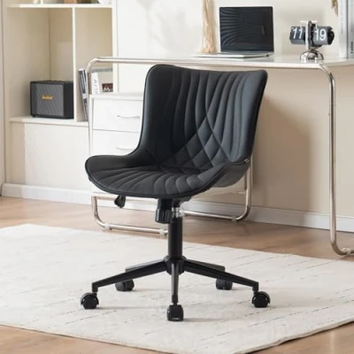 Abbildung von YOUTASTE Bürostuhl Ergonomischer Schreibtischstuhl im Fischschwanz Design, Höhenverstellbarer und Wippfunktion Computerstuhl, Drehstuhl mit Rollen &amp; Rückenlehne, Schwarz