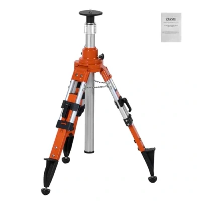Abbildung von VEVOR Baustativ, 5/8&quot; 11 Gewindehalterung, höhenverstellbar 690 1720 mm, robustes Vermessungsstativ, mit Wasserwaage und Diffusionsbegrenzer, rutschfeste Füße für Laser &amp; Nivelliergeräte