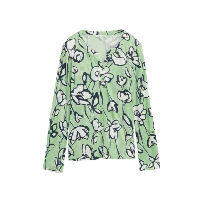 Abbildung von TOM Tailor Henley Langarm MIT Muster Langarmshirt, Damen, Größe: XXL, Fresh spring floral design
