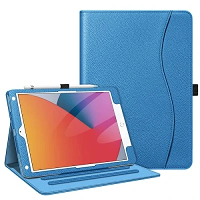 Abbildung von Fintie Schutzhülle für iPad 9. Generation (2021) 10.2 Zoll [Eckenschutz] Multi Winkel Standfunktion mit Tasche und Stifthalter, auch passend 8. 2020/7. 2019
