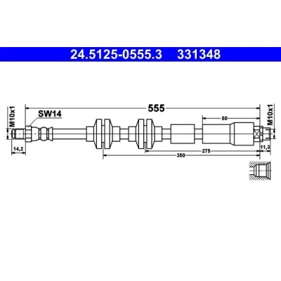 Abbildung von ATE 24.5125 0555.3 Bremsschläuche 555 M10x1 BMW: X1