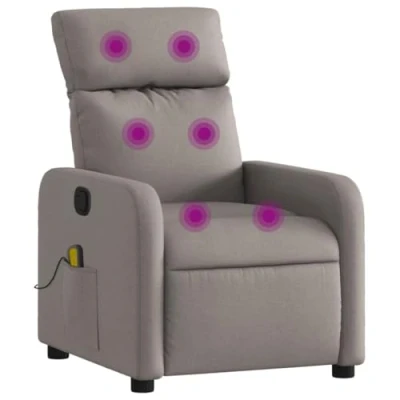 Abbildung von vidaXL Massagesessel, Sessel Verstellbare Rückenlehne Fußteil, Fernsehsessel Relaxsessel mit Liegefunktion, Liegesessel Polstersessel Ruhesessel, Taupe Stoff