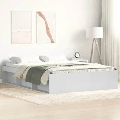 Abbildung von vidaXL Bettgestell, Bettrahmen mit Lattenrost, Bett Gästebett 6 Fächern, Doppelbett Schlafzimmerbett Schlafzimmermöbel, Weiß 140x200cm