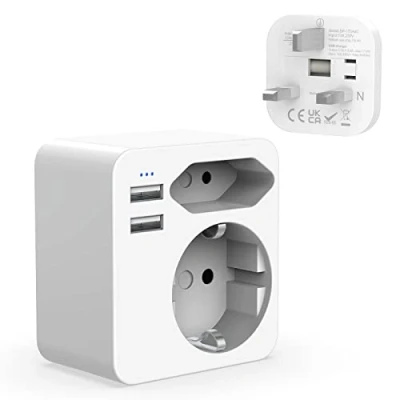 Abbildung von Hoppac Steckdosenadapter England,Adapter England Deutschland Stecker Zwei USB AnschlüSse 2.4A,UK Adapter Geeignet FüR UK,Irland Und Die Malediven,Type G