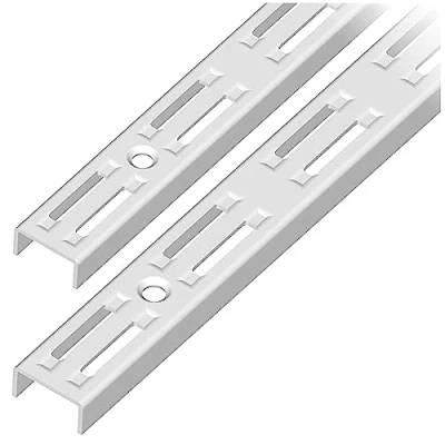 Abbildung von DIY Element System WANDSCHIENE 2 reihig stabile Aufhängeschienen zur flexiblen Montage von Regalsystemen, ideal für Wandregale 100 cm, Stahl weiß, Stück