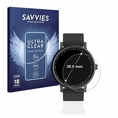 Abbildung von Savvies 18 Stück Schutzfolie für Armbanduhren (Kreisrund, ø: 38 mm) Displayschutz Folie Ultra Transparent