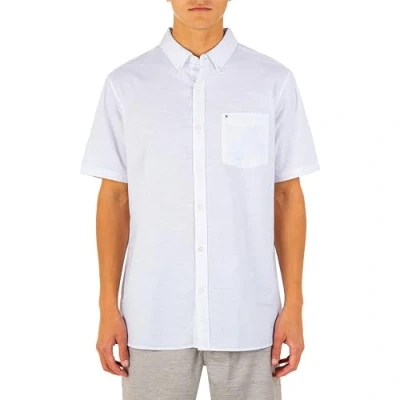 Abbildung von Hurley Herren One and Only Textured Short Sleeve Up Hemd mit Button Down Kragen, Weiß, XL