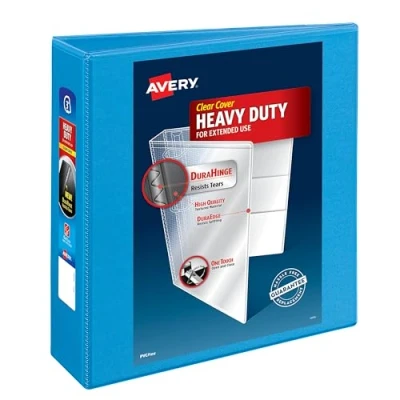 Abbildung von Avery Heavy Duty View 3 Ring Binder, 3&quot; One Touch Slant Rings, Holds 8.5&quot; x 11&quot; Paper, 1 Light Blue Binder (05601)