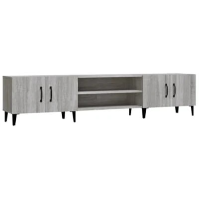 Abbildung von vidaXL TV Schrank, Fernsehtisch mit 4 Fächern Türen, Fernsehschrank Lowboard für Wohnzimmer Schlafzimmer, Board Sideboard, Grau Sonoma Holzwerkstoff