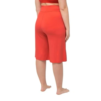 Abbildung von Ulla Popken Wideleg Bermuda Nachtwäsche Hose, Damen, Größe: 46/48, Pink coral