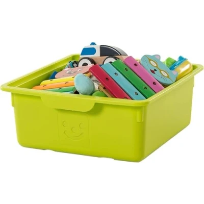 Abbildung von Iris Ohyama, Kunststoff Aufbewahrungsbox für Kinder, 2er Set, 10 l, BPA frei KDL 330 Gelb, stapelbar, Verschlussclips B33 x T31,5 H13,5 cm