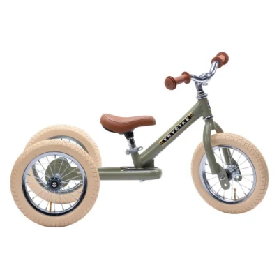 Abbildung von Laufrad ab 1,5 Jahre Steel Vintage mattgrün 2 in 1 Trybike