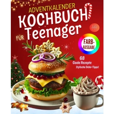 Abbildung von Adventskalender Kochbuch für Teenager FARBAUSGABE: 68 Coole Rezepte, Stylische Deko Tipps und Ernährungshinweise Die Adventszeit Perfekte Geschenk Teenager, Kochen Lieben!