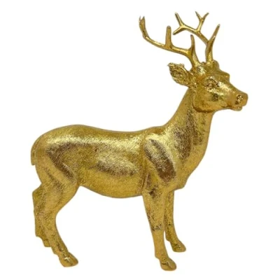 Abbildung von Dadeldo Living &amp; Lifestyle Hirsch Dekofigur Gold Glitter Resin 15x16cm Weihnachtsdeko
