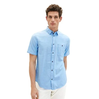 Abbildung von TOM TAILOR Herren 1036213 Hemd, 31770 Blue Herringbone Structure, XL