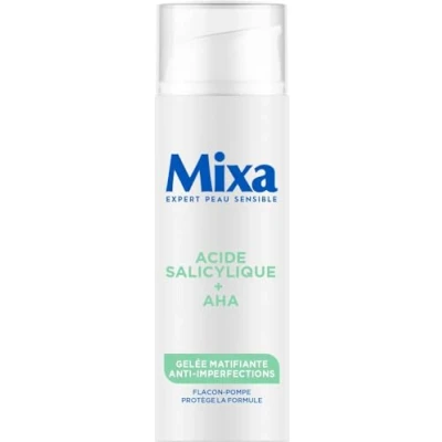 Abbildung von Mixa Mattierendes Gel gegen Unreinheiten mit Salicylsäure + AHA fettige Haut und Akne Talgkontrolle leichte erfrischende Sorbet Textur Antioxidans Pumpenflasche 50 ml
