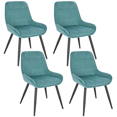 Abbildung von WOLTU Esszimmerstühle 4er Set, Polsterstuhl Samt, Küchenstuhl gepolstert, Akzentstuhl für Wohnzimmer Schlafzimmer Küche, ergonomischer Stuhl mit Rückenlehne, Türkis, BH331ts 4