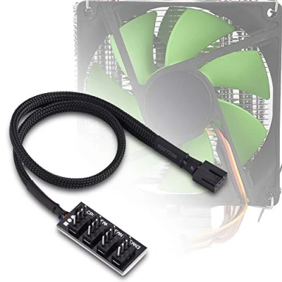 Abbildung von 4 pin PWM lüfternabe poliges Stromversorgungs Splitterkabel für PC Gehäuselüfter, polige Splitterbuchse, poliger Lüfterhub Computer CPU, Kabelverlängerer