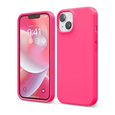Abbildung von elago Schutzhülle für iPhone 14, Flüssigsilikon, Ganzkörper Schutzhülle, stoßfest, schlanke Handyhülle, kratzfestes, weiches Mikrofaserfutter, 15,5 cm (6,1 Zoll), Eisrot