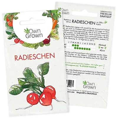 Abbildung von Radieschen Samen: Premium Saatgut zur Anzucht von ca. 200 Pflanzen Beste Gemüse Samen für Balkon und Garten kaufen OwnGrown bestellen die Pflanze…