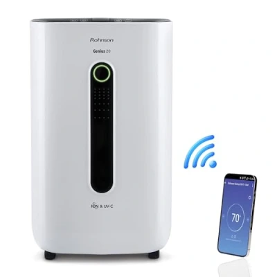 Abbildung von Rohnson Pro Luftentfeuchter Ionischer Luftreiniger für Räume bis 120 m², Smart Wi Fi Steuerung, großer Tank von 6,5 l, leiser Betrieb mit Option HEPA Filter