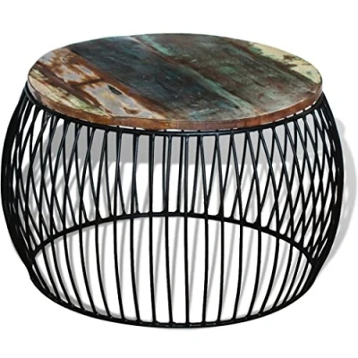Abbildung von Festnight Couchtisch Kaffeetisch Wohnzimmertisch Sofatisch Rund Recyceltes Massivholz 68x43 cm