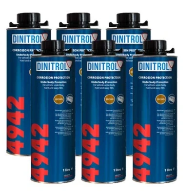 Abbildung von REJEL DINITROL 4942 Unterbodenwachs, braun, 6 x 1 Liter Dosen (mit Schutz Schraubverschluss)