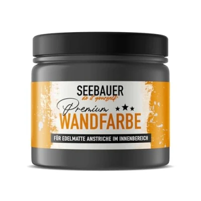 Abbildung von SEEBAUER diy Wandfarbe Grau 300ML für Innen (No. 236 Graphite Grey) Edelmatte dunkelgraue Innenfarbe Grautöne sehr hohe Deckkraft Matt, Abwaschbar und Tropffrei