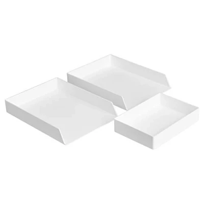 Abbildung von Amazon Basics Rechteckig Kunststoff Organizer Set, Briefablage (2 Stück), Zubehörablage, Weiß