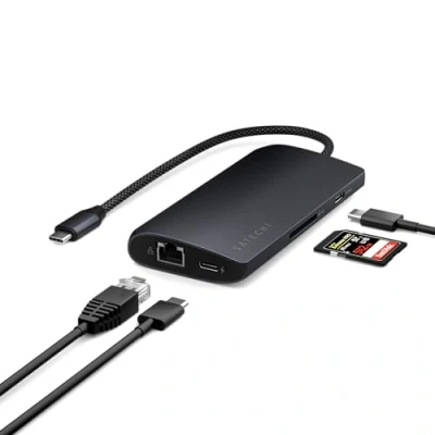 Abbildung von Satechi USB C Multiport Adapter 8K with Ethernet V3 midnight