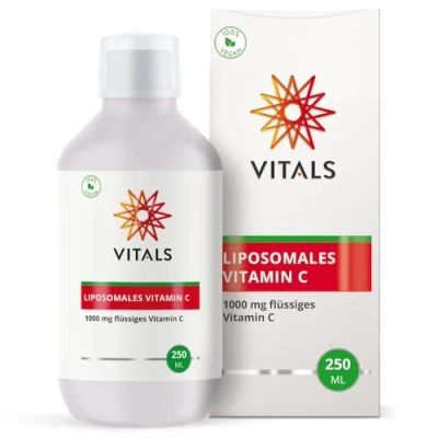 Abbildung von Vitals Liposomales Vitamin C, 1000mg, Flüssiges 250ml. Unterstützt das Immunsystem. 100% Vegan. Ohne Synthetische Duft , Farb und Aromastoffe.