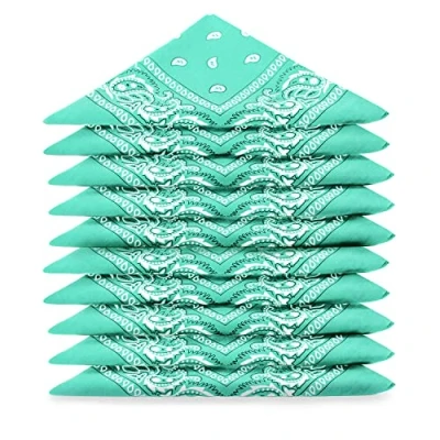 Abbildung von Karl Loven BANDANA 10 Stück Jade Paisley Mandala Muster 100% Baumwolle TÜV geprüft Dicker Stoff 20 Exklusivfarben